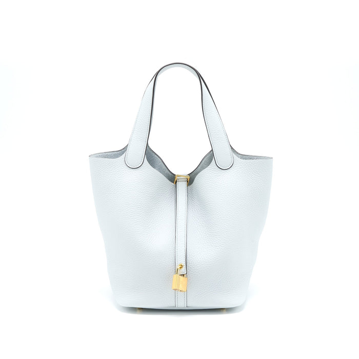HERMES PICOTIN 22 CLEMENCE BLEU PALE GHW