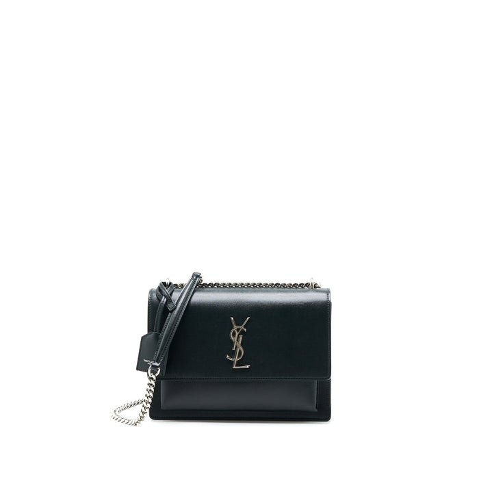SAINT LAURENT SUNSET CHAIN BAG CALFSKIN DARK GREEN SHW