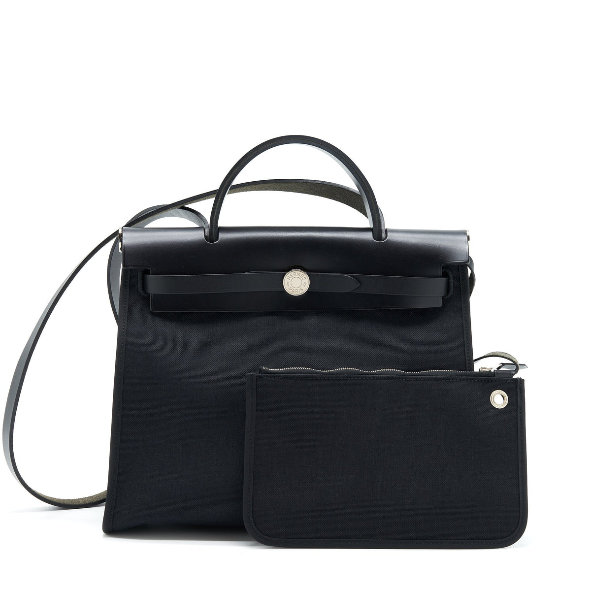 HERMES HERBAG ZIP 31 BAG CANVAS BLACK SHW