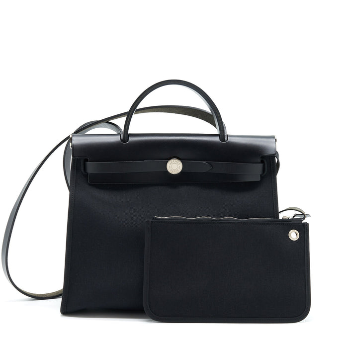 HERMES HERBAG ZIP 31 BAG CANVAS BLACK SHW