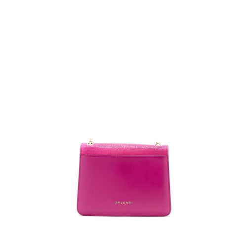 BVLGARI SERPENTI FOREVER BAG CRYSTAL GALUCHAT PINK LGHW