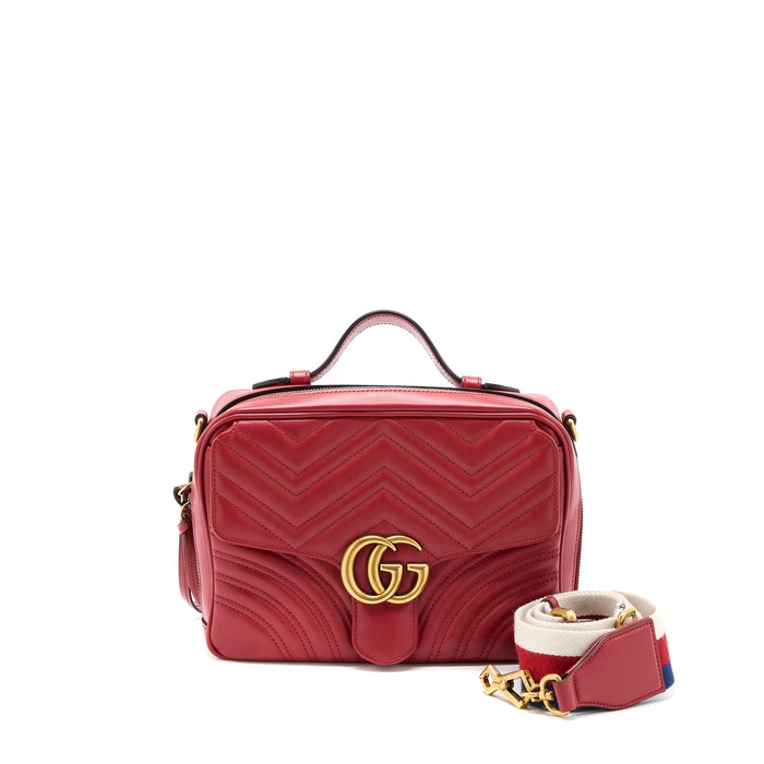 GUCCI SYLVIE WEB GG MARMONT BAG CALFSKIN RED GHW