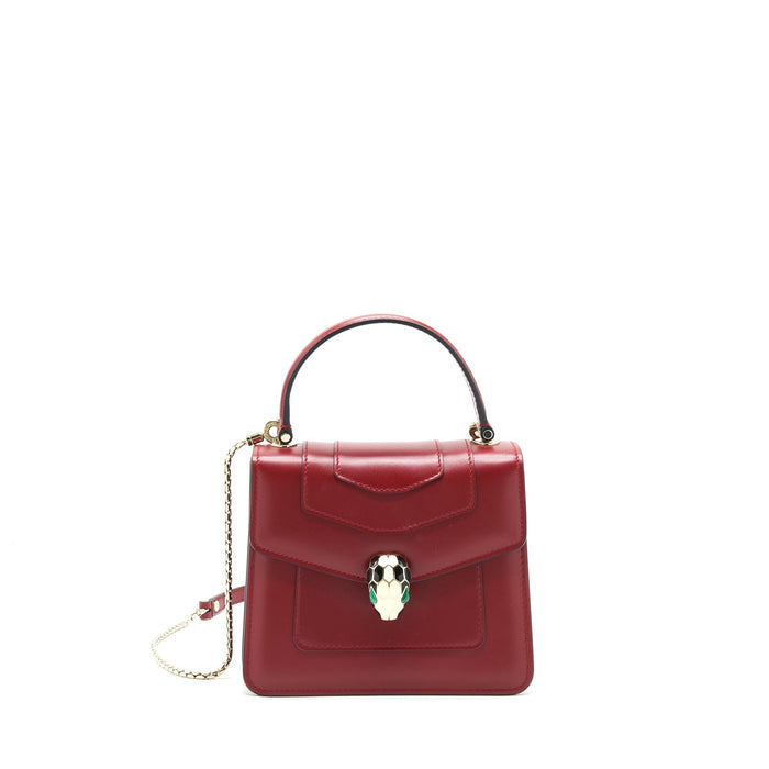 BVLGARI SERPENTI FOREVER TOP HANDLE BAG RED GHW