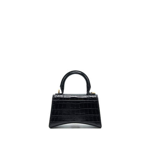 BALENCIAGA HOURGLASS XS EMBOSSED CALFKSIN BLACK GHW