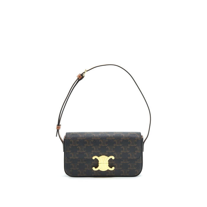 CELINE TRIOMPHE SHOULDER BAG IN TRIOMPHE CANVAS AND CALFSKIN