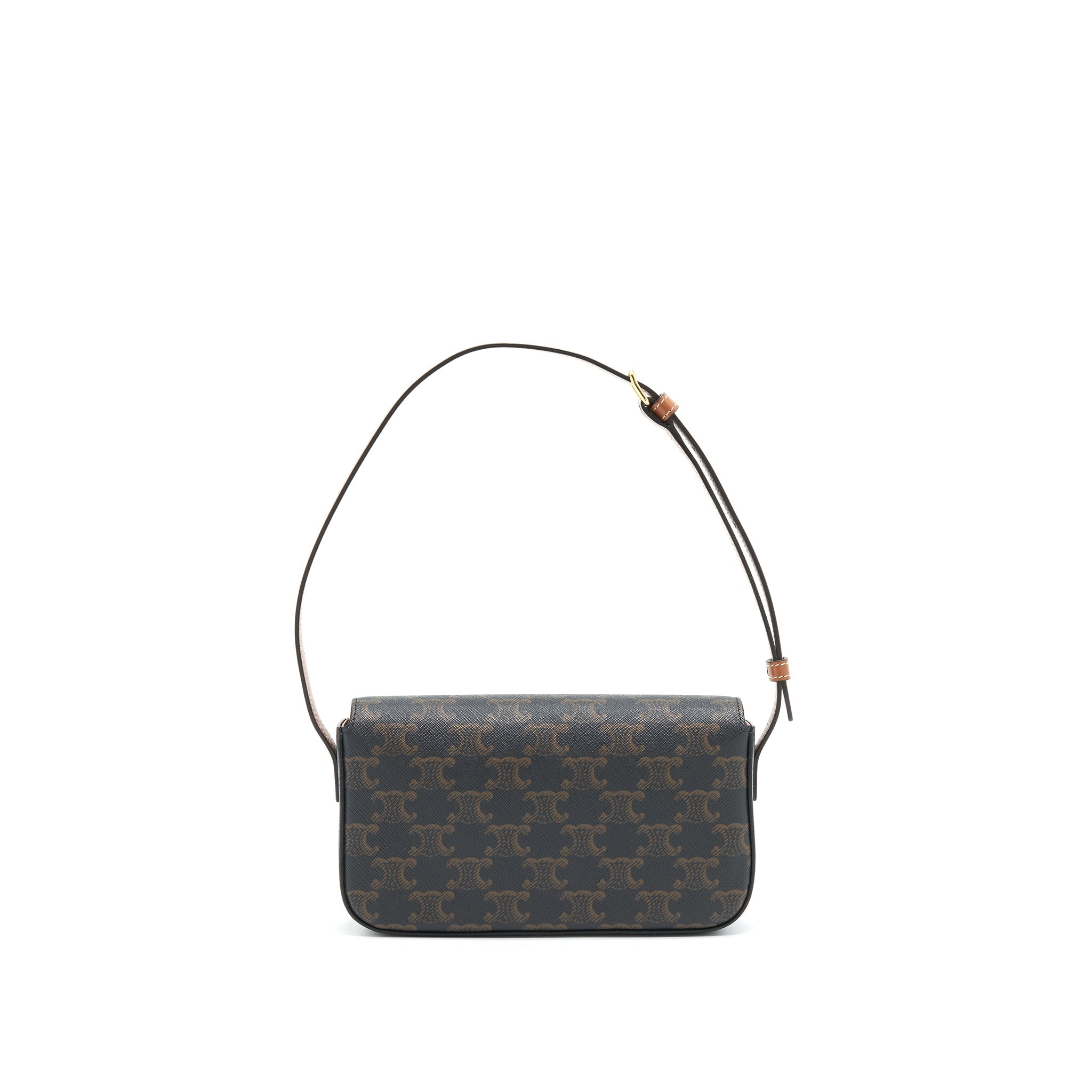 CELINE TRIOMPHE SHOULDER BAG IN TRIOMPHE CANVAS AND CALFSKIN