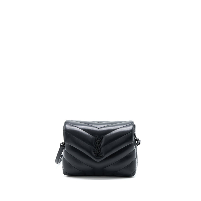 SAINT LAURENT LOULOU TOY STRAP BAG CALFSKIN BLACK WITH BLACK HARDWARE