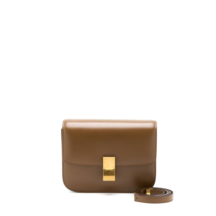 CELINE MEDIUM CLASSIC BOX BAG CALFSKIN CARAMEL BRUSHED GHW