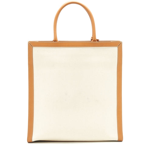CELINE SMALL VERTICAL CABAS CANVAS WITH CELINE PRINT AND CALFSKIN