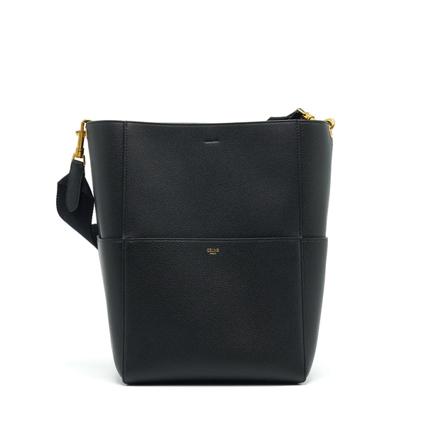 CELINE SANGLE BUCKET BAG BLACK WITH GHW