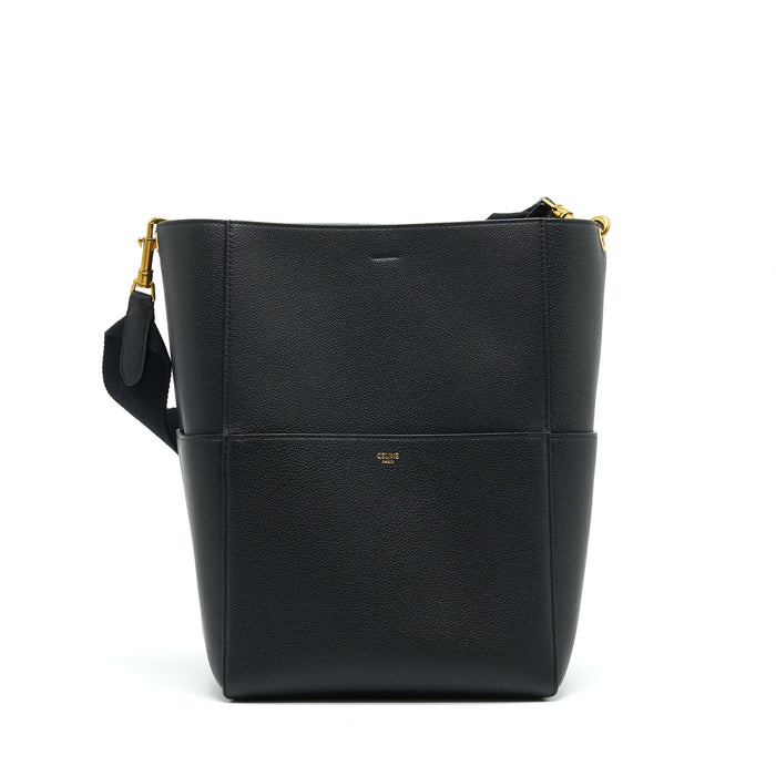 CELINE SANGLE BUCKET BAG BLACK WITH GHW
