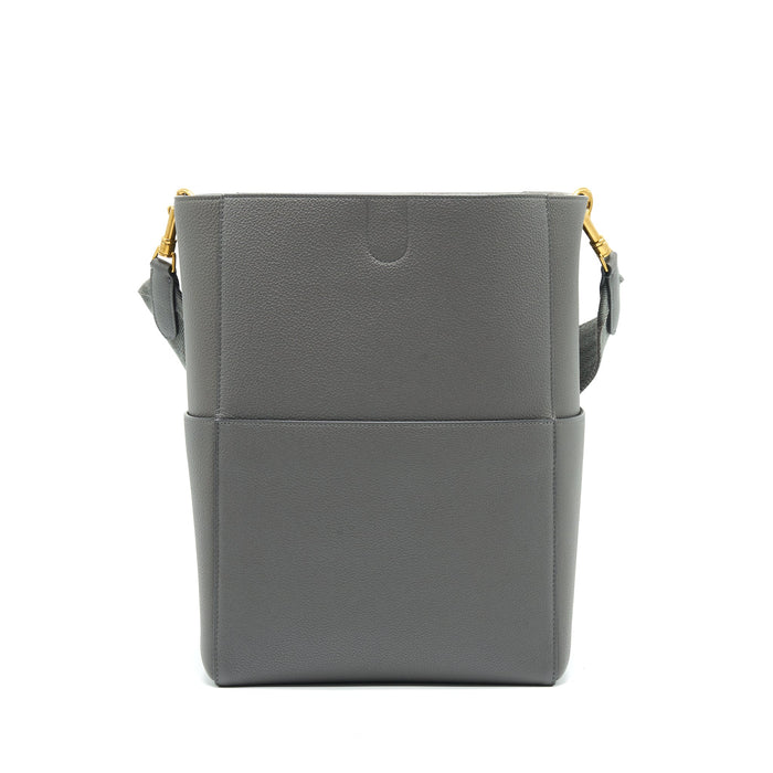 CELINE SANGLE BUCKET BAG DARK GREY WITH BLACK STITCHING