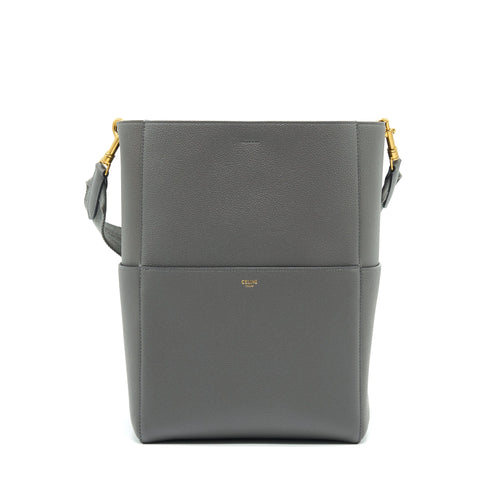 CELINE SANGLE BUCKET BAG DARK GREY WITH BLACK STITCHING