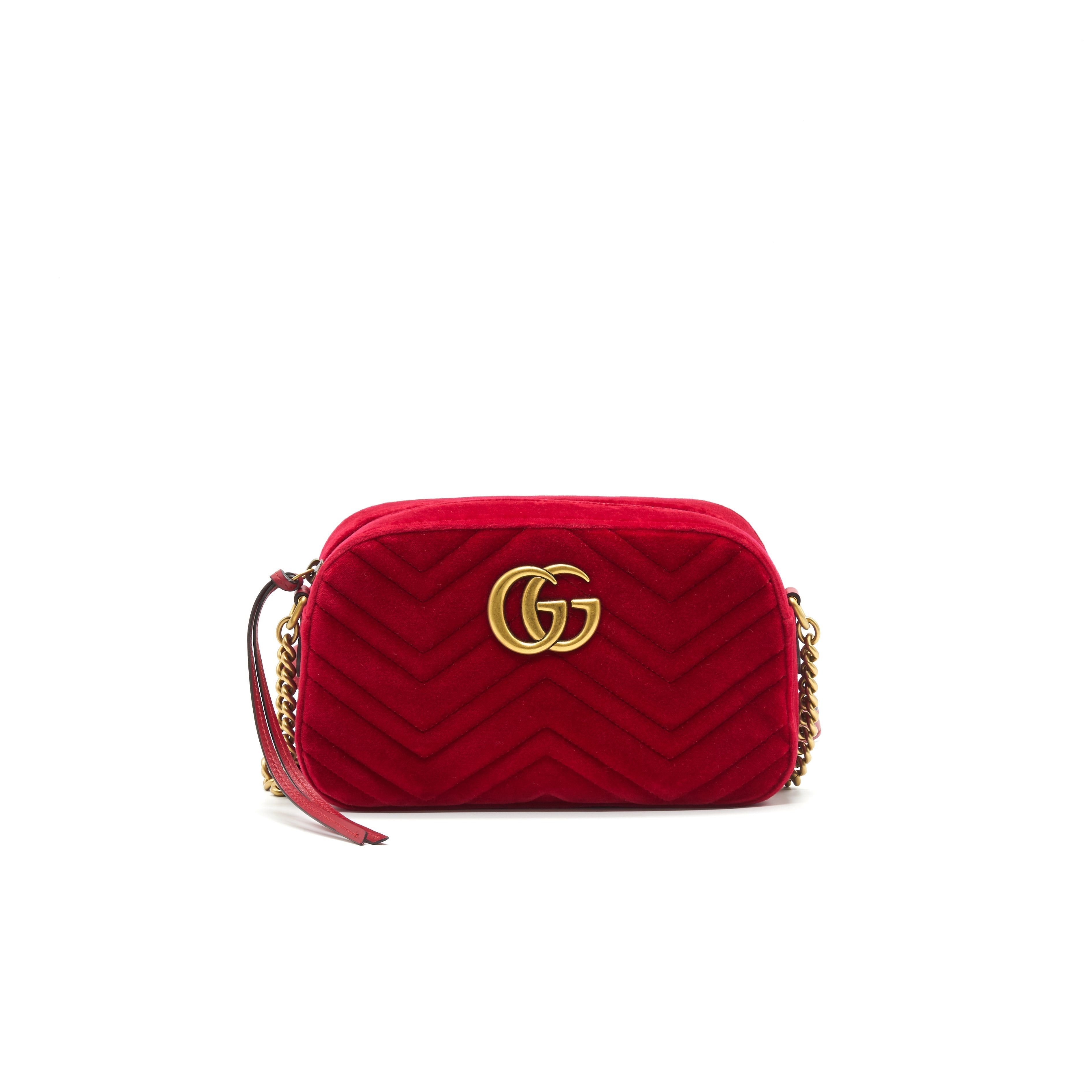 GUCCI MARMONT VALVET CAMERA BAG RED