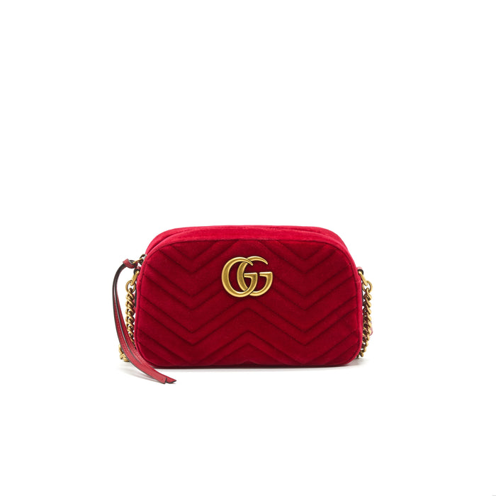 GUCCI MARMONT VALVET CAMERA BAG RED