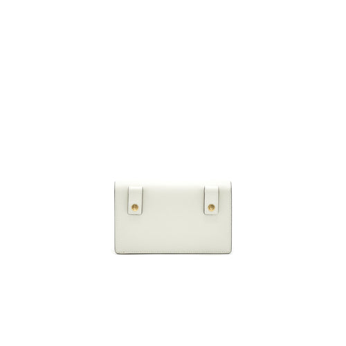 DIOR GRAINED CALFSKIN SADDLE BELT POUCHE WHITE GHW