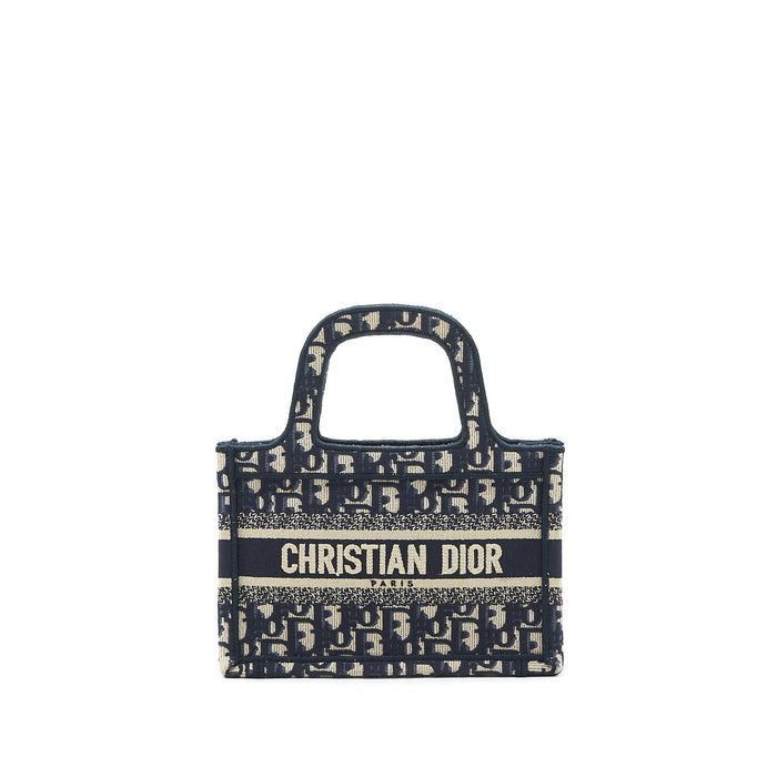 DIOR MINI BOOK TOTE BAG IN BLUE OBLIQUE