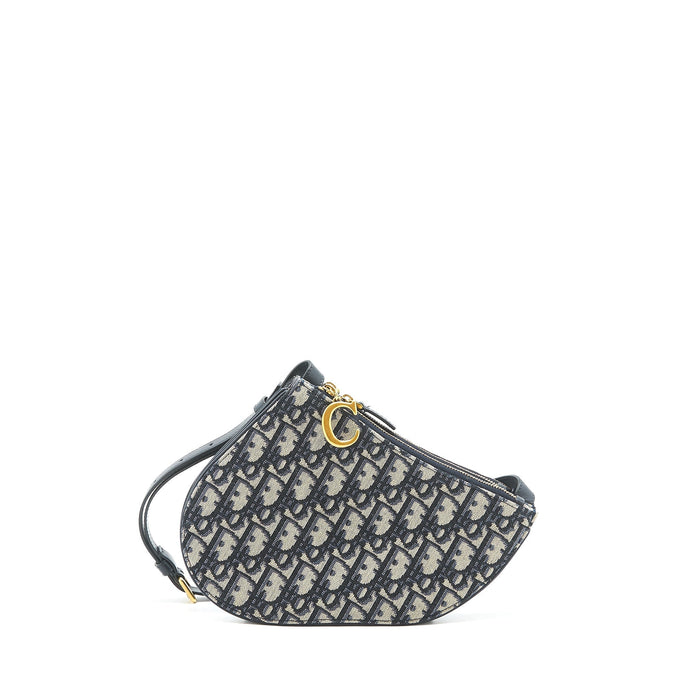 DIOR SADDLE TRIO CROSSBODY POUCH BLUE OBLIQUE