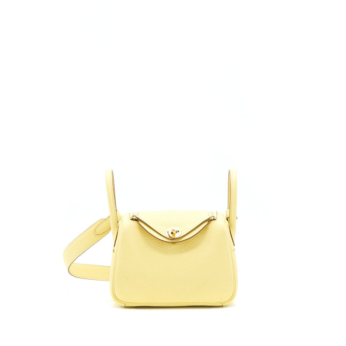 HERMES MINI LINDY CLEMENCE Z1 JAUNE POUSSIN GHW