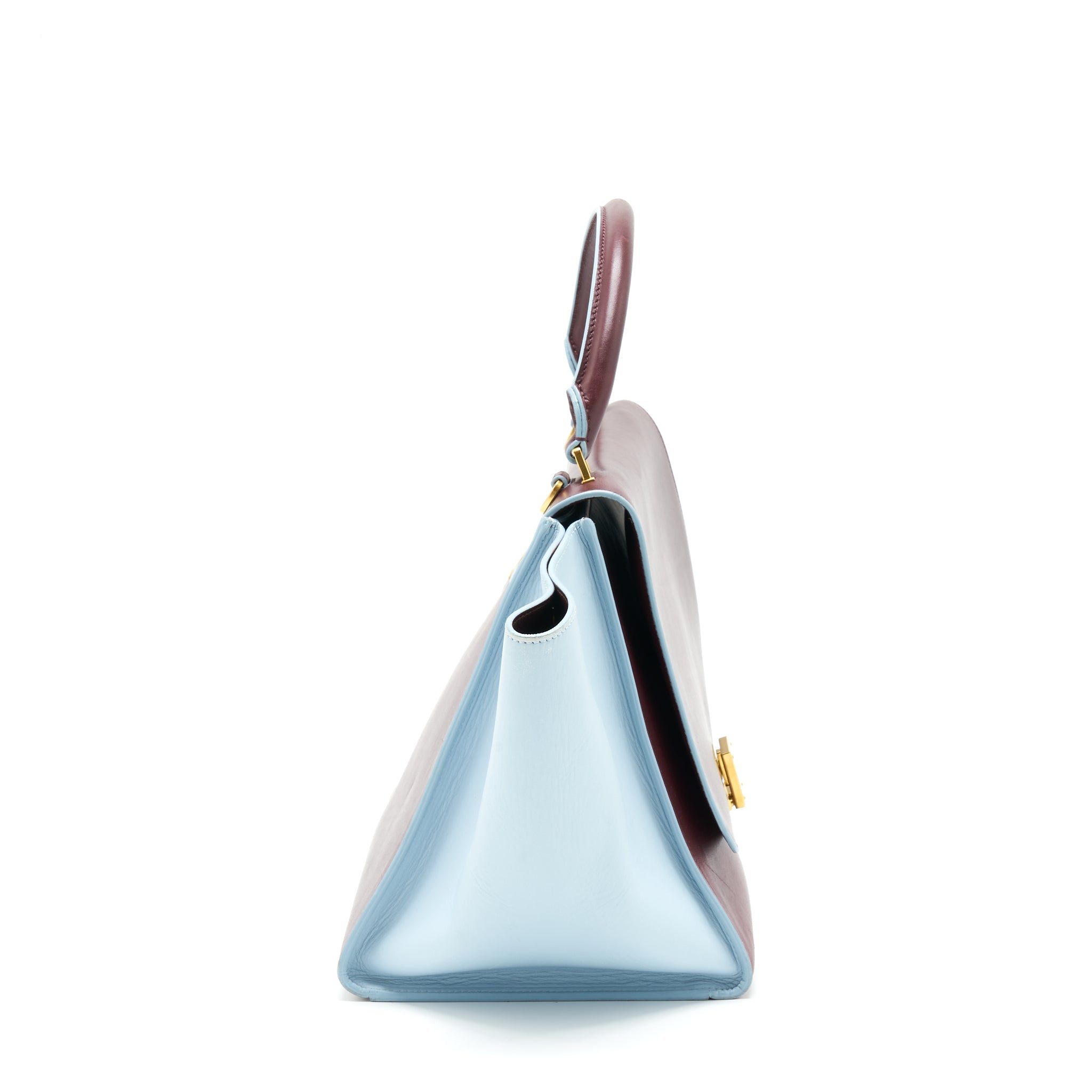 CELINE TRAPEZE BAG BURGUNDY / LIGHT BLUE GHW