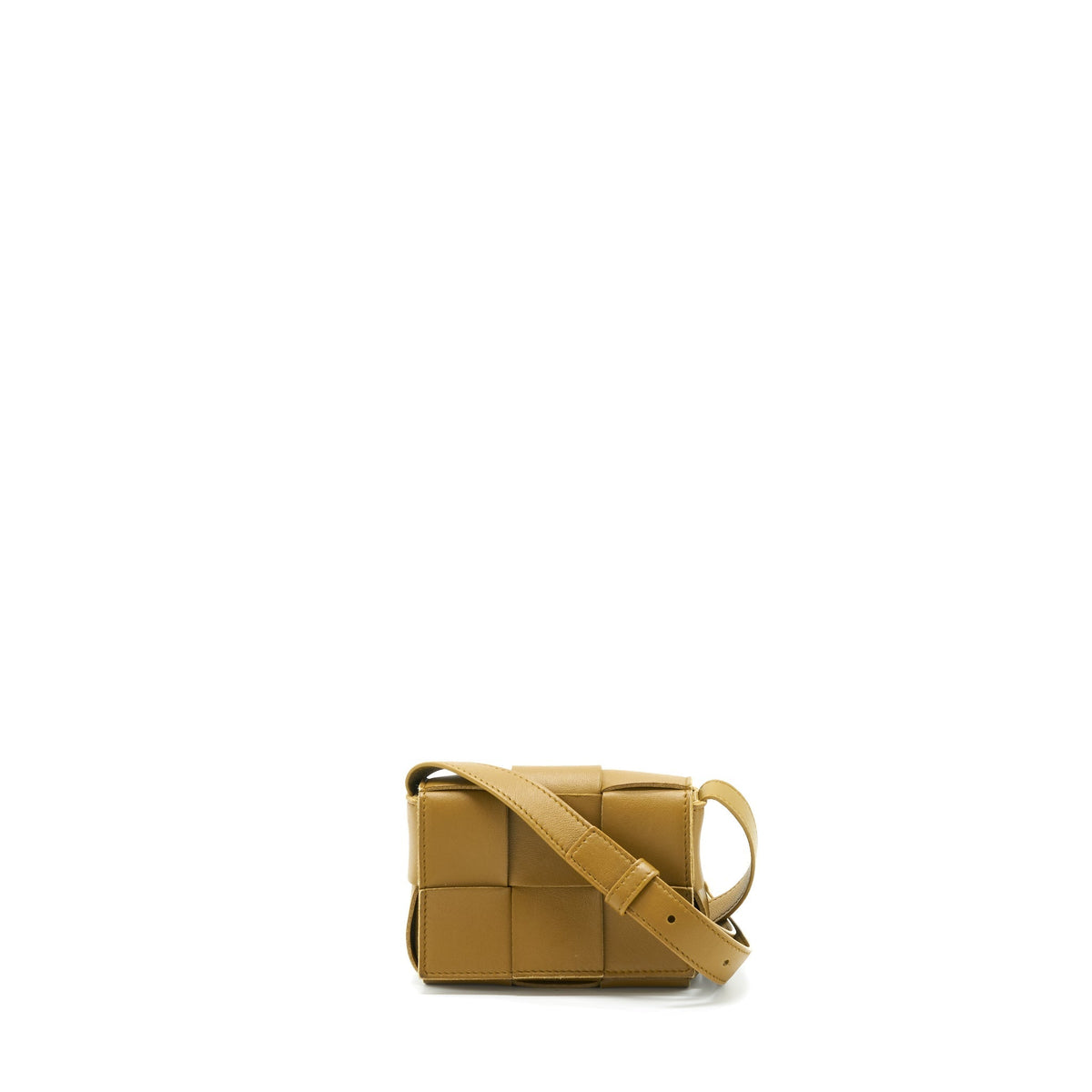 BOTTEGA VENETTA MINI CASSETTE CROSSBODY BAG OLIVE BROWN LGHW