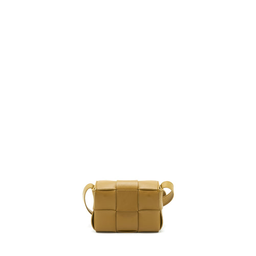 BOTTEGA VENETTA MINI CASSETTE CROSSBODY BAG OLIVE BROWN LGHW