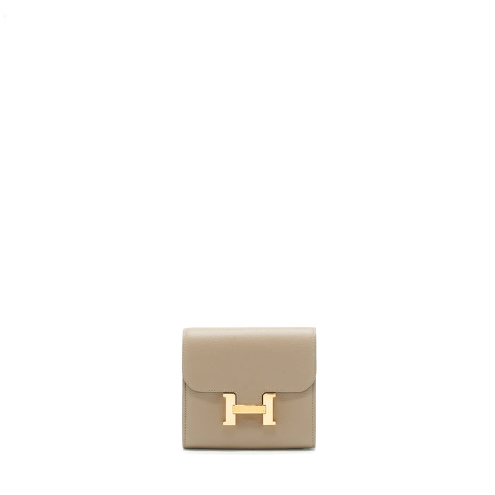 HERMES CONSTANCE COMPACT WALLET EVERCOLOR M8 GRIS ASHPITE RGHW