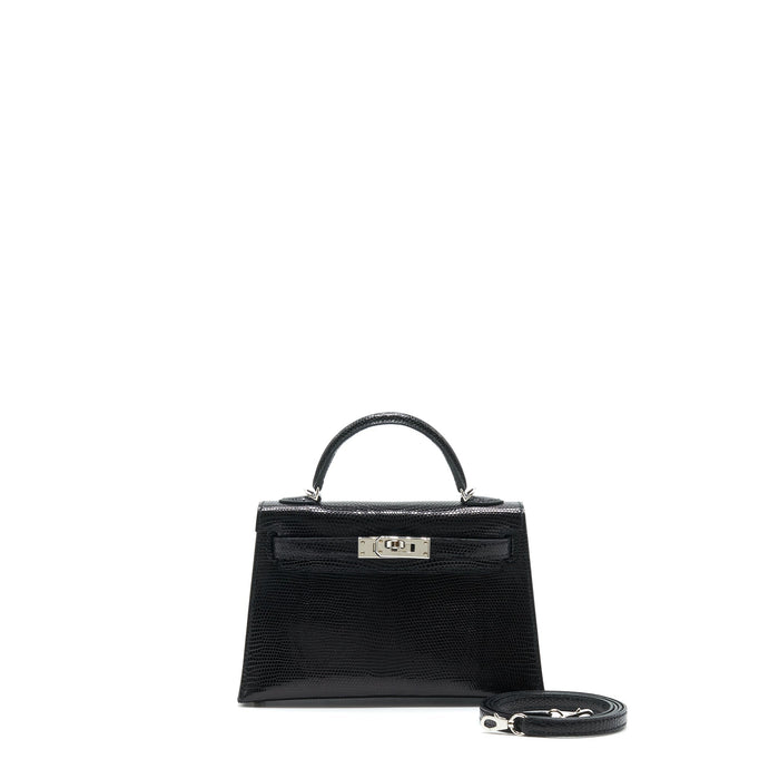 HERMES MINI KELLY 20CM LIZARD BLACK SHW