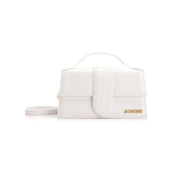 JACQUEMUS LE GRAND WHITE BAMBINO LOGO PLAQUE SHOULDER BAG