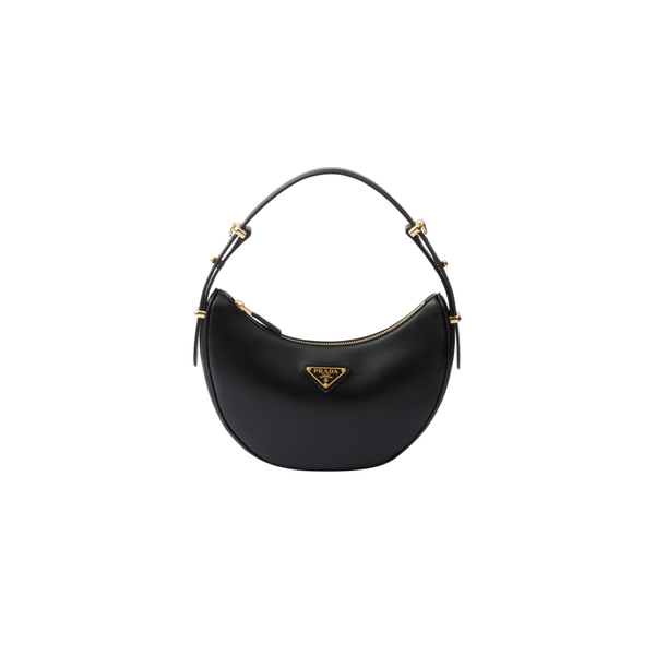 PRADA ARQUÉ SMALL SHOULDER BAG CALFSKIN BLACK GHW