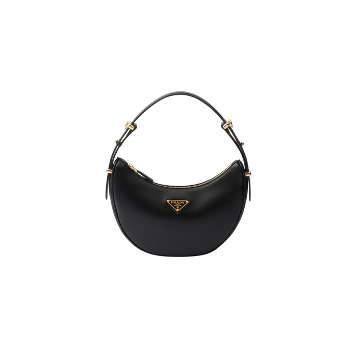 PRADA ARQUÉ SMALL SHOULDER BAG CALFSKIN BLACK GHW