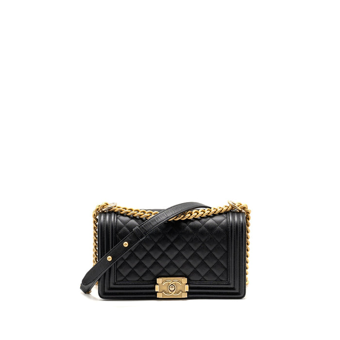 CHANEL MEDIUM BOY BAG CAVIAR BLACK GHW