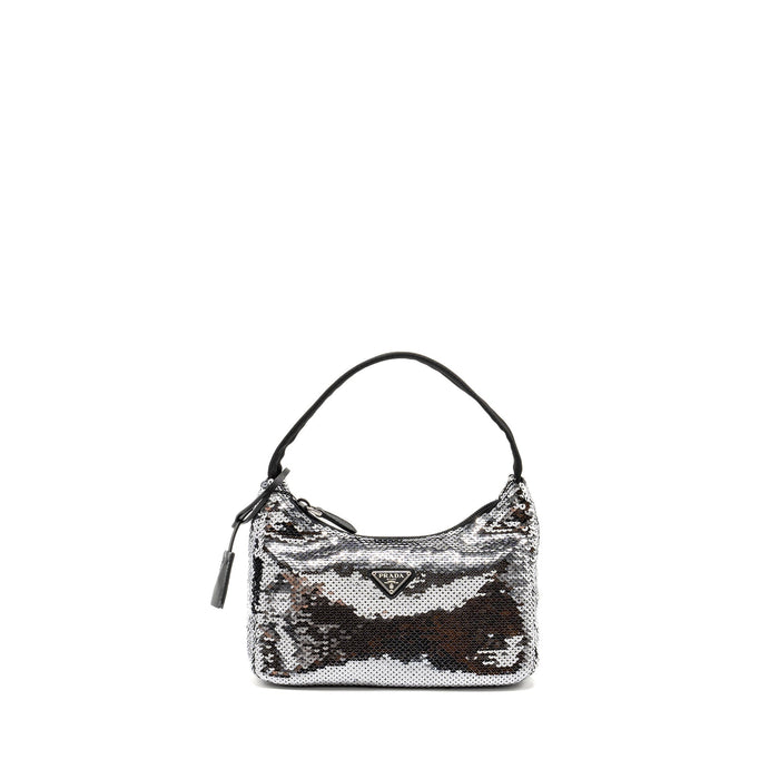 PRADA RE-EDITION MINI BAG SEQUIN ARGENTO SHW